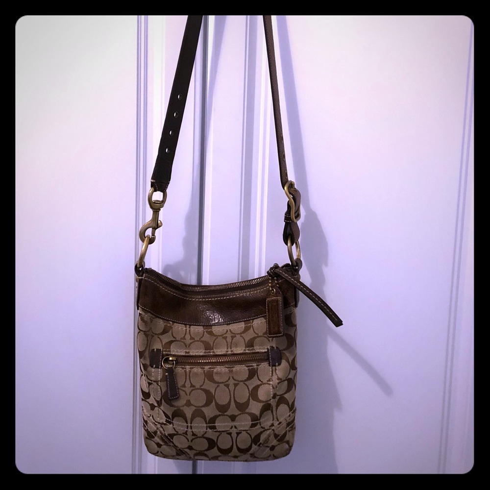 Coach canvas and leather brown crossbody bag